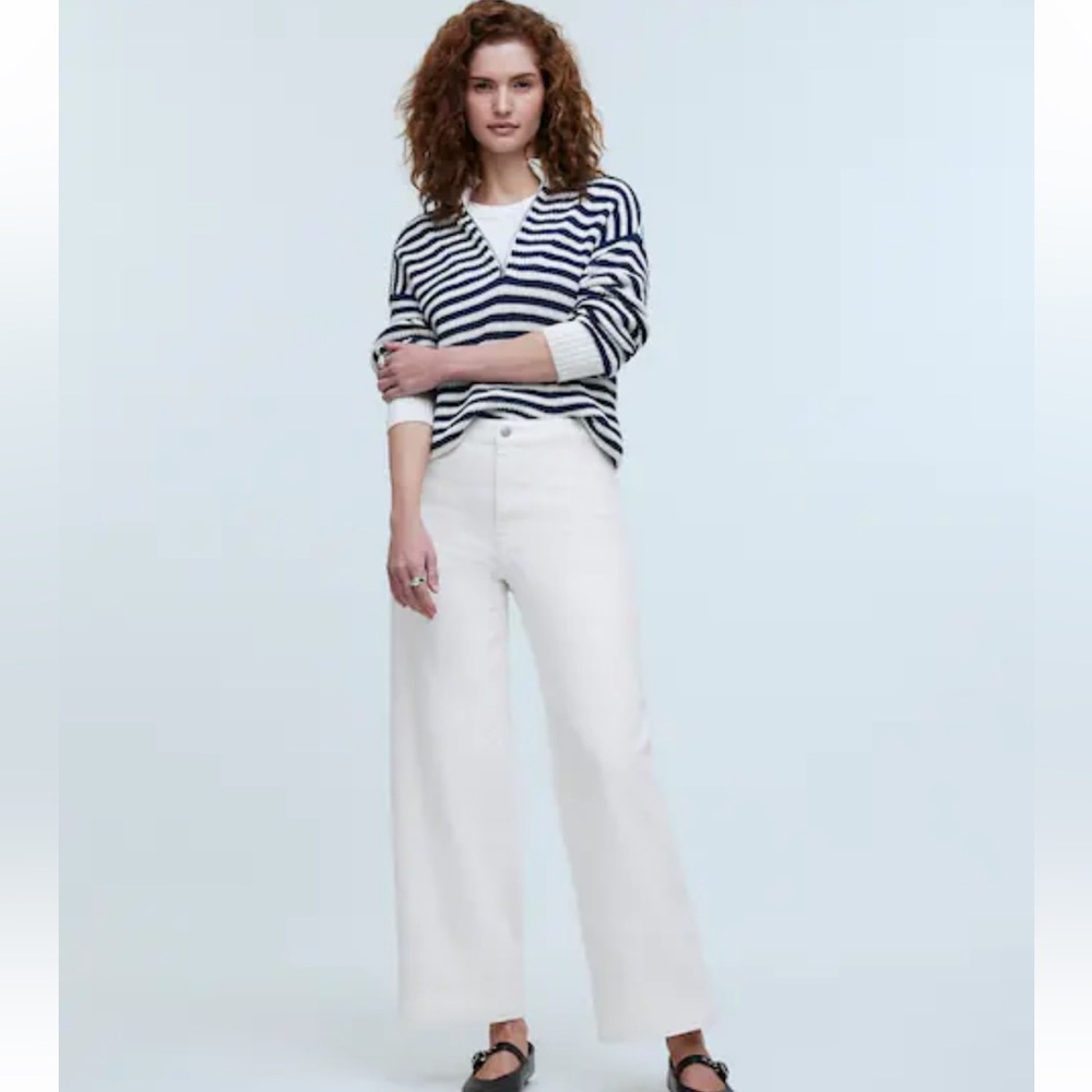 Madewell Curvy Fit Tile White Emmett Wide-Leg Jeans, size 27